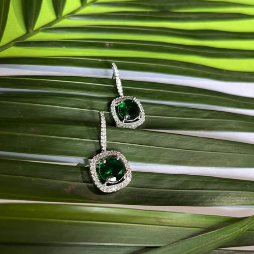 Green Colour With Beautiful Earring of American Diamond - Beautlance