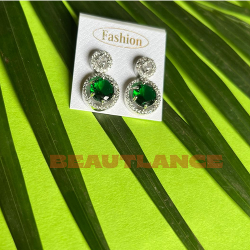 Gorgeous Party Wear Rhodium Silver Plated Earrings with Stunning Circle Pattern and American Diamond Stones- Beautlance