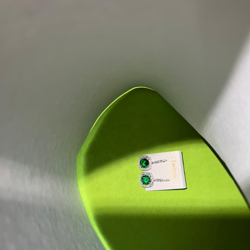 Green Colour With Beautiful Earring of American Diamond - Beautlance