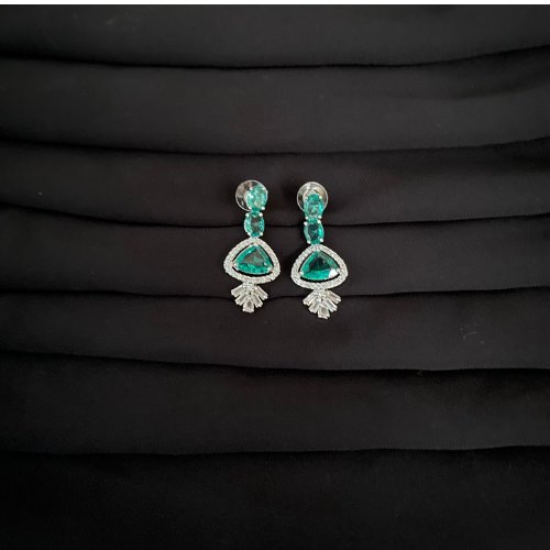 Light Green Earrings Of American Diamond - Beautlance