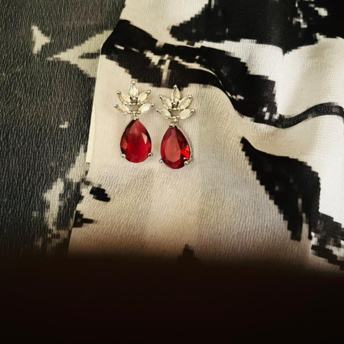 Royal Red Earring Of American Diamond - Beautlance