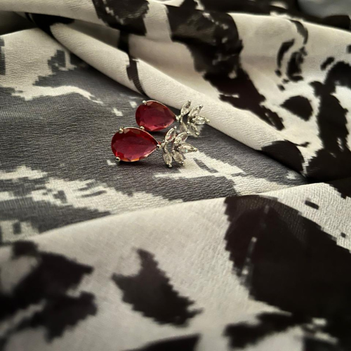 Royal Red Earring Of American Diamond - Beautlance