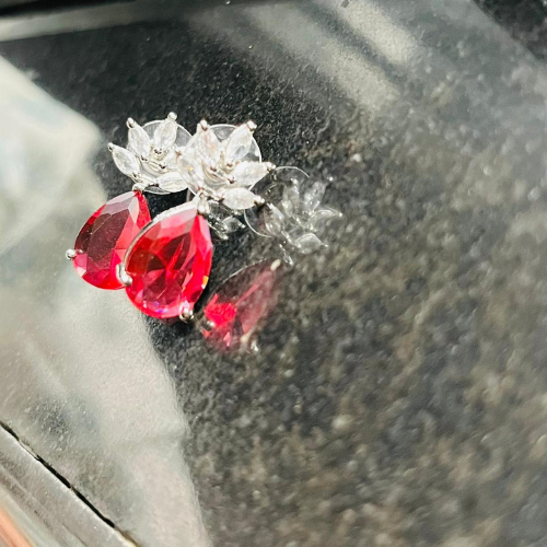 Royal Red Earring Of American Diamond - Beautlance