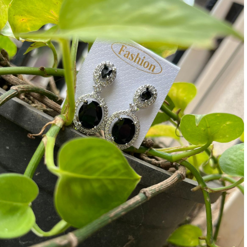 Green Shape American Diamond Earrings - Beautlance