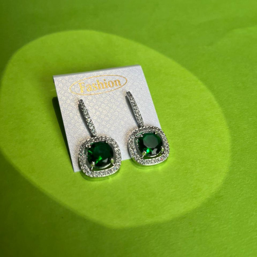 Green Colour With Beautiful Earring of American Diamond - Beautlance